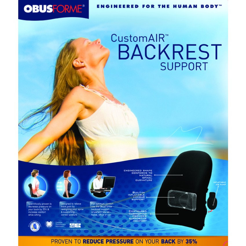 Obusforme CustomAIR Backrest w/ Adjustable Lumbar Support
